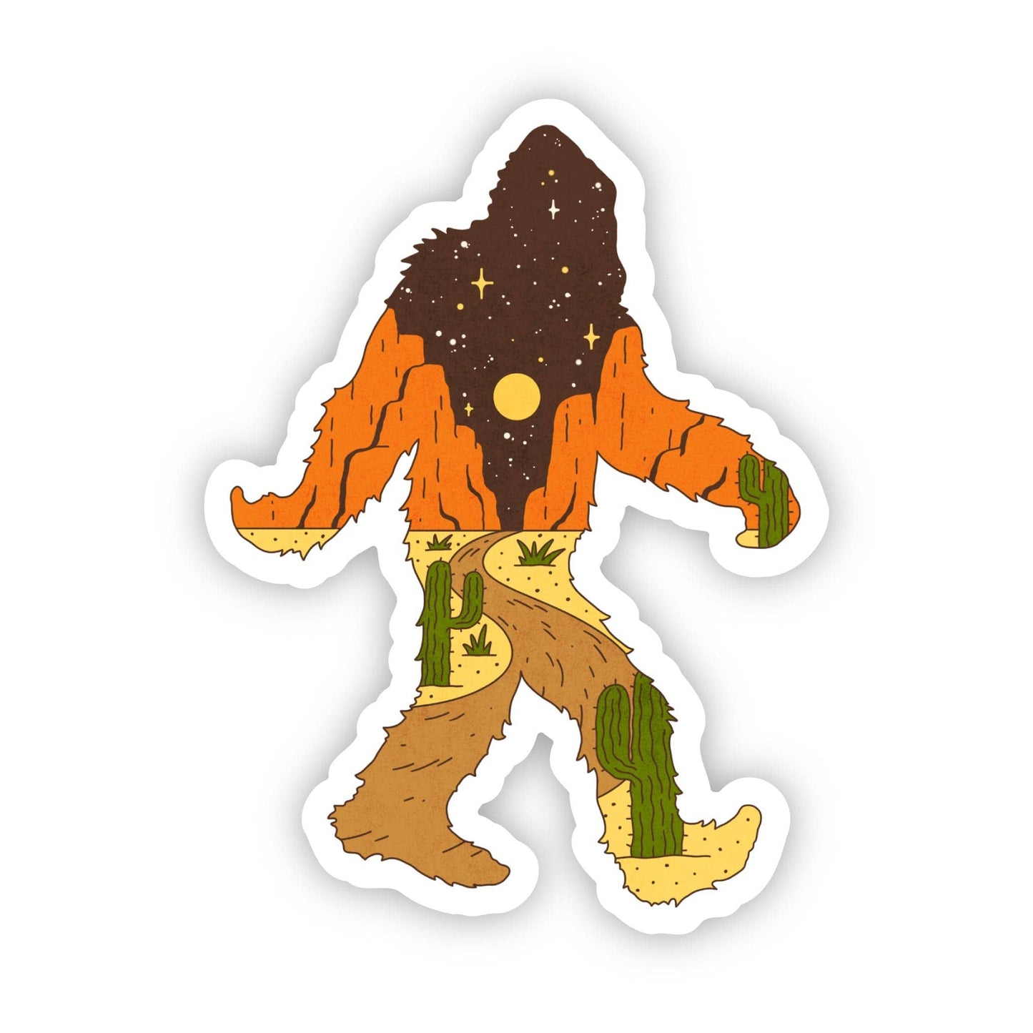 Bigfoot Western Moon Sticker