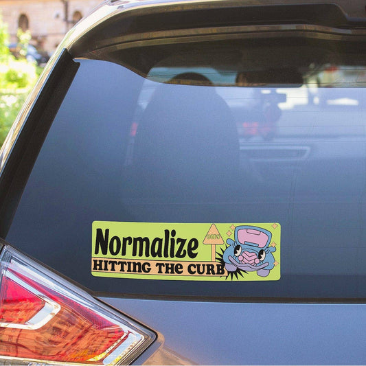 Normalize Hitting The Curb Bumper Sticker - Large