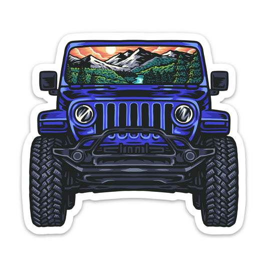 Jeep Sticker With Mountain View - Wilderness / Outdoors
