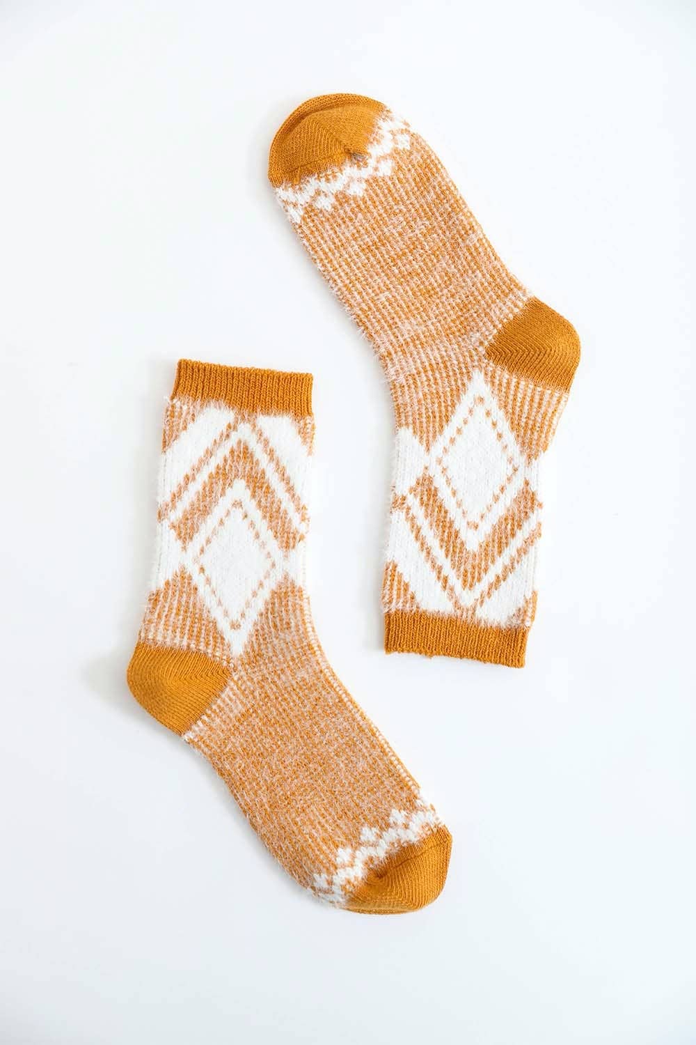Faux Mohair Diamond Pattern Socks: Pink