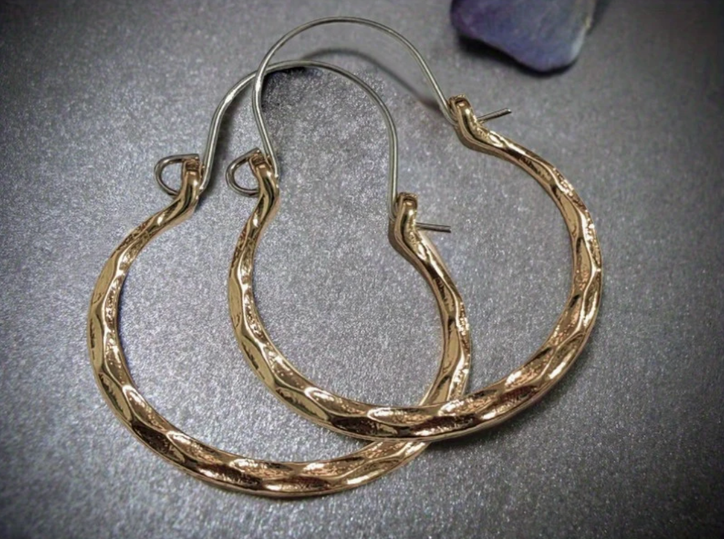 Hammered Golden Hoops