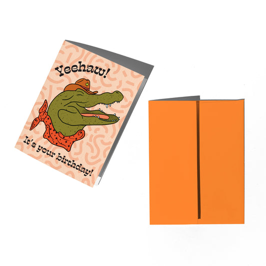 Cowboy Gator Birthday Card