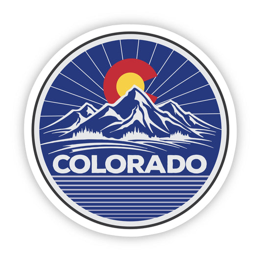 Colorado Mountains Circle Sticker