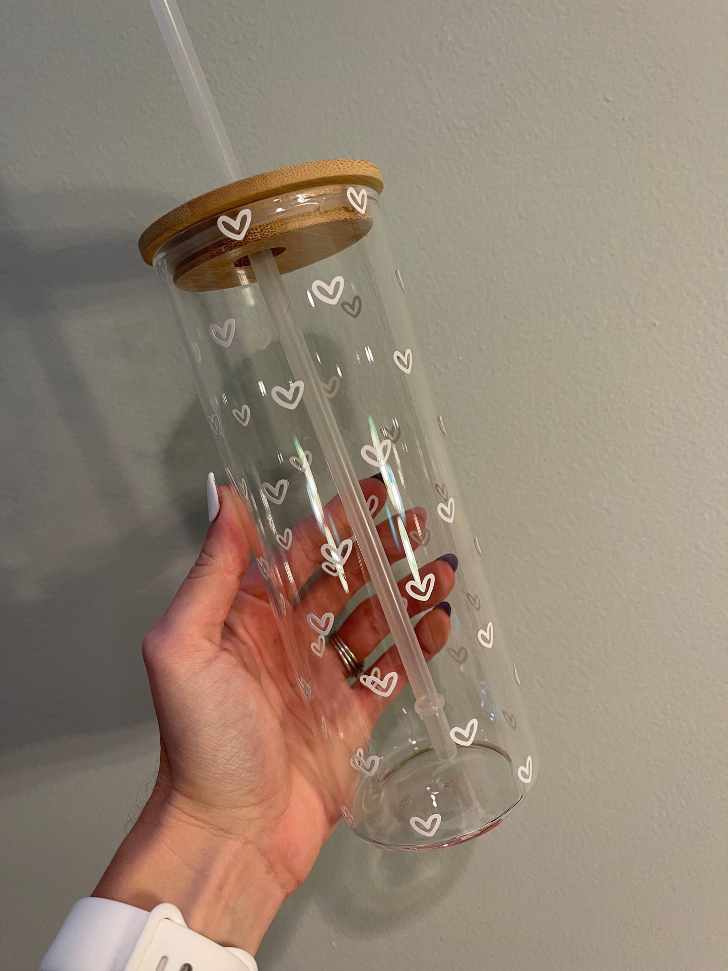 Mini Hearts | 25 oz Glass Cup | Libbey Iced Coffee