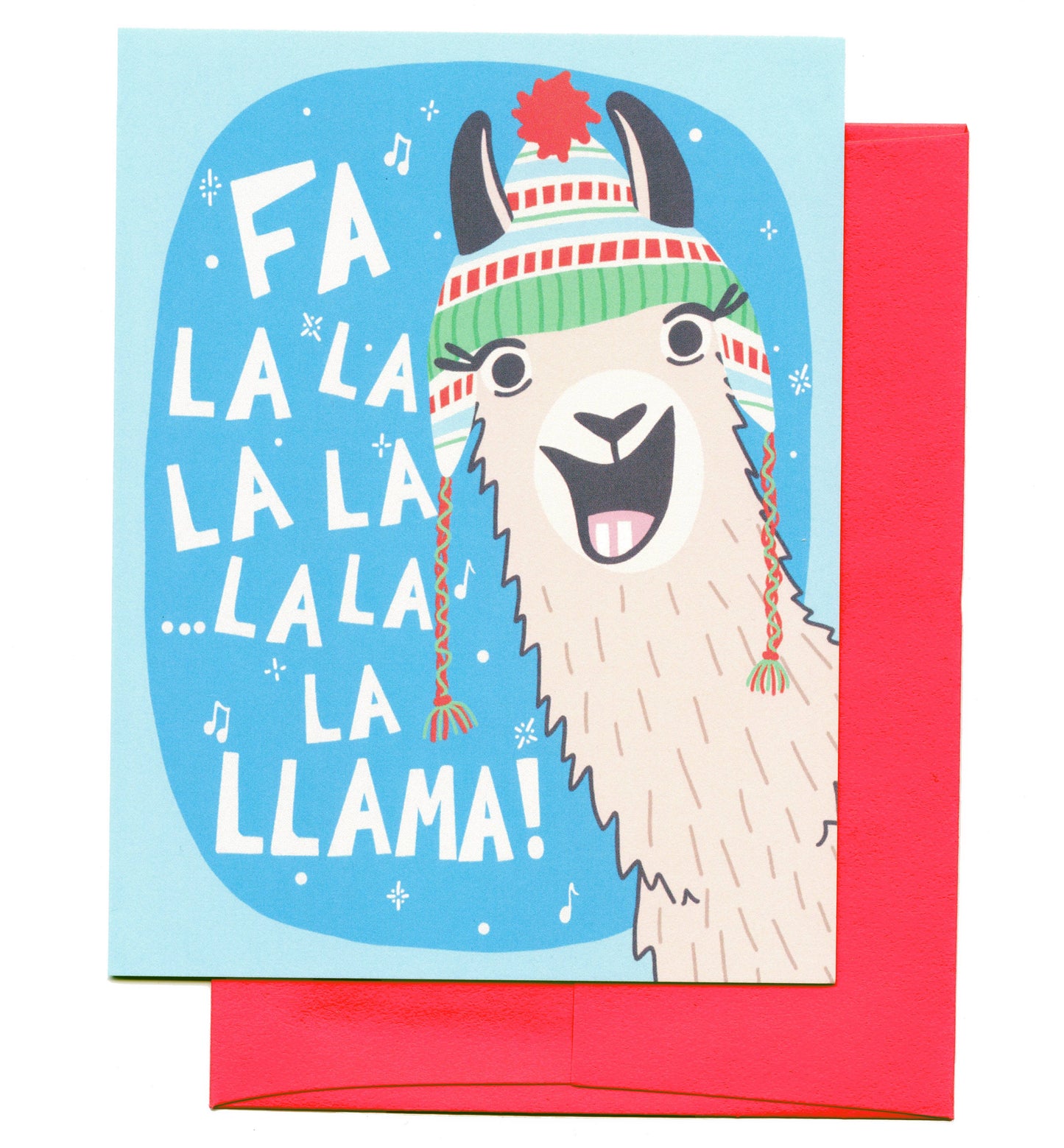 FALALA Llama Christmas Greeting Card: Red