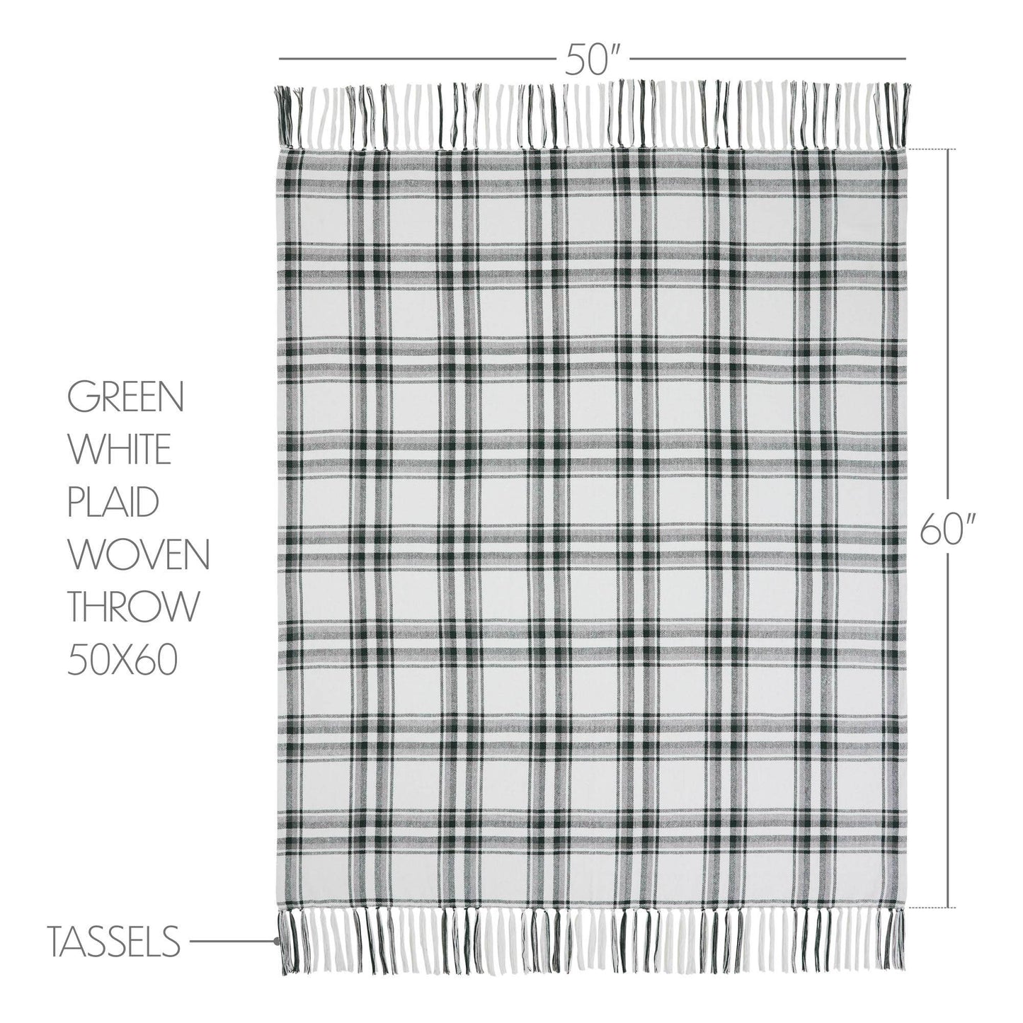 Harper Plaid Green White Woven Throw