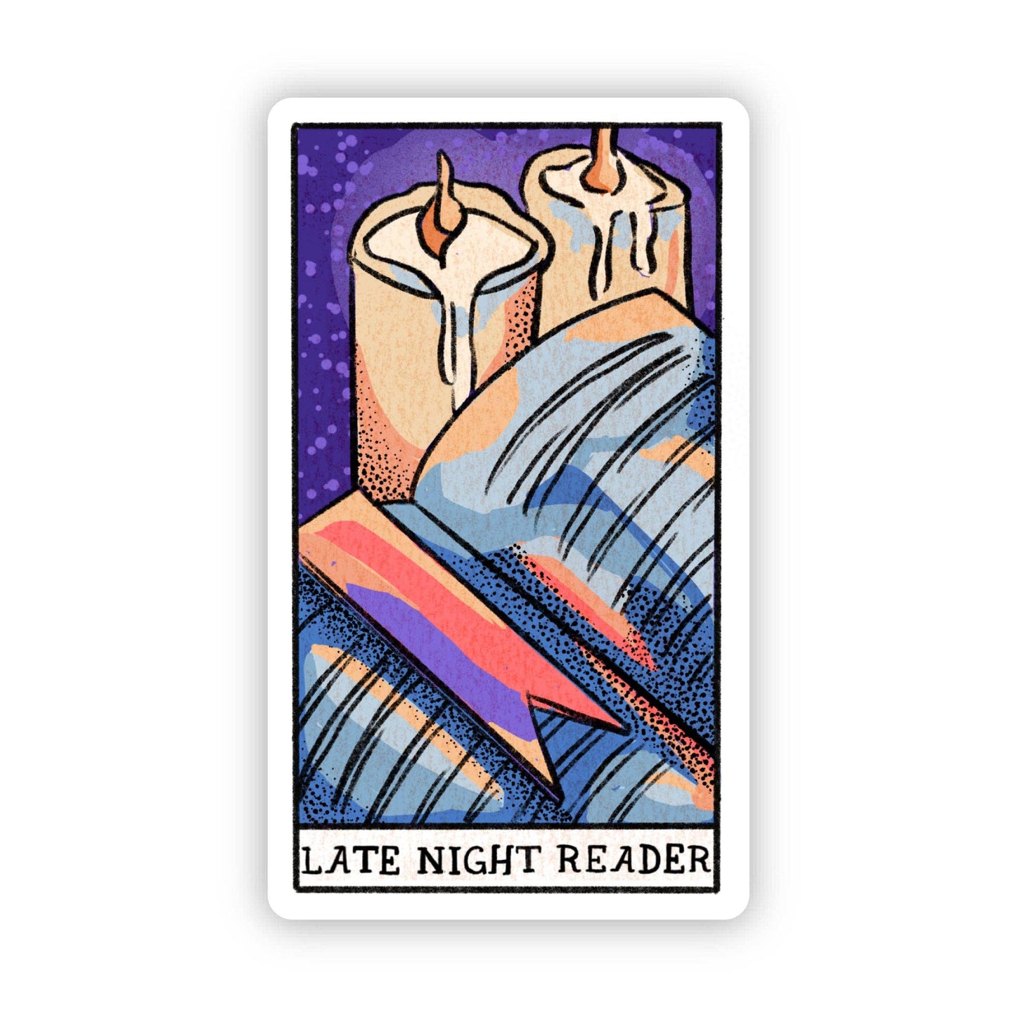 Late Night Reader Book Tarot Card Sticker