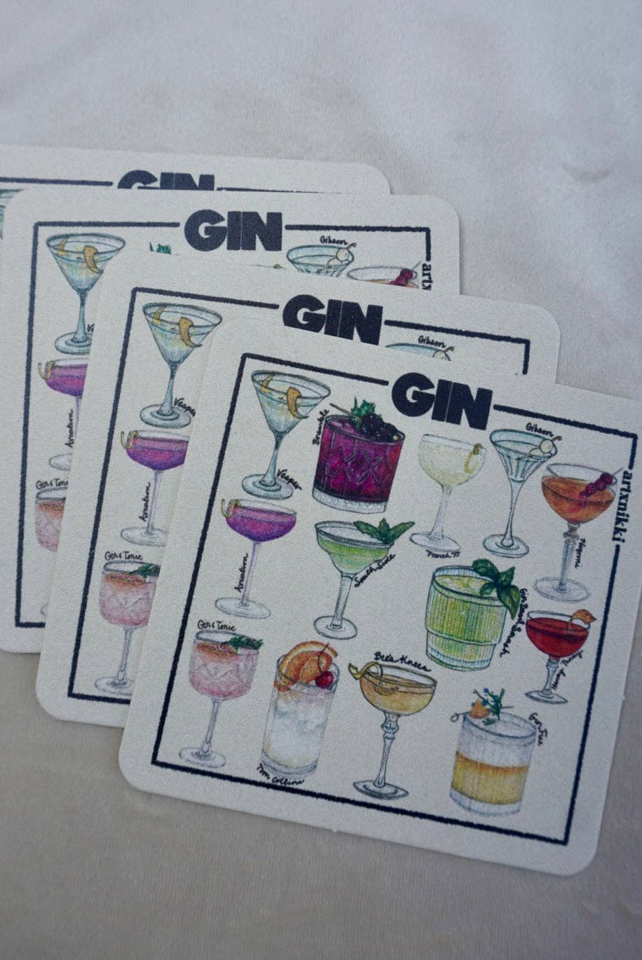 Classic Gin Cocktail Coaster Set of 4