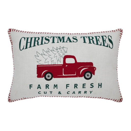 Farm Fresh Red Truck Christmas Pillow