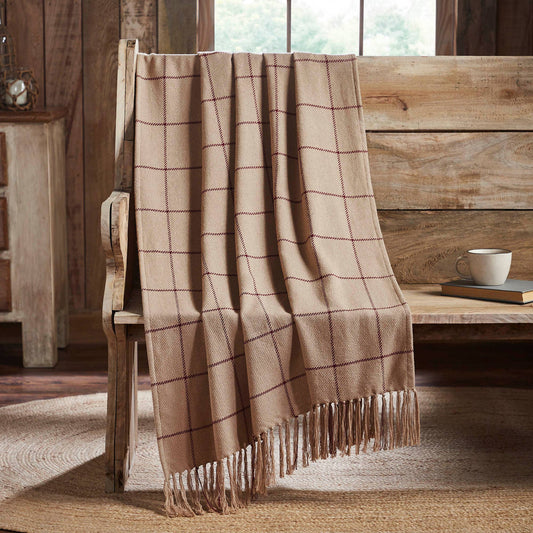 Connell Burgundy Windowpane Woven Throw