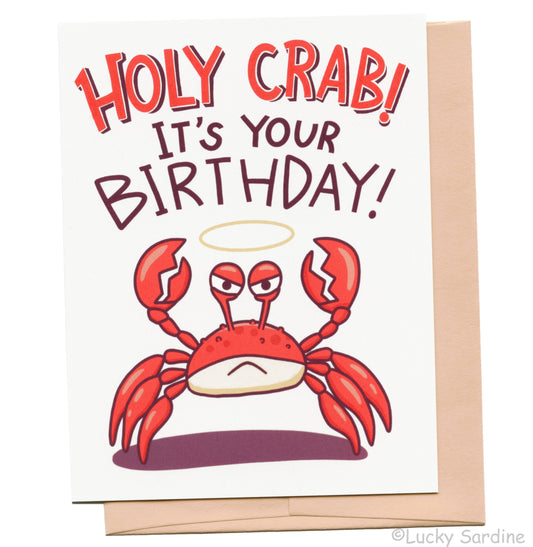 Holy Crab Birthday Greeting Card: Sandy Tan