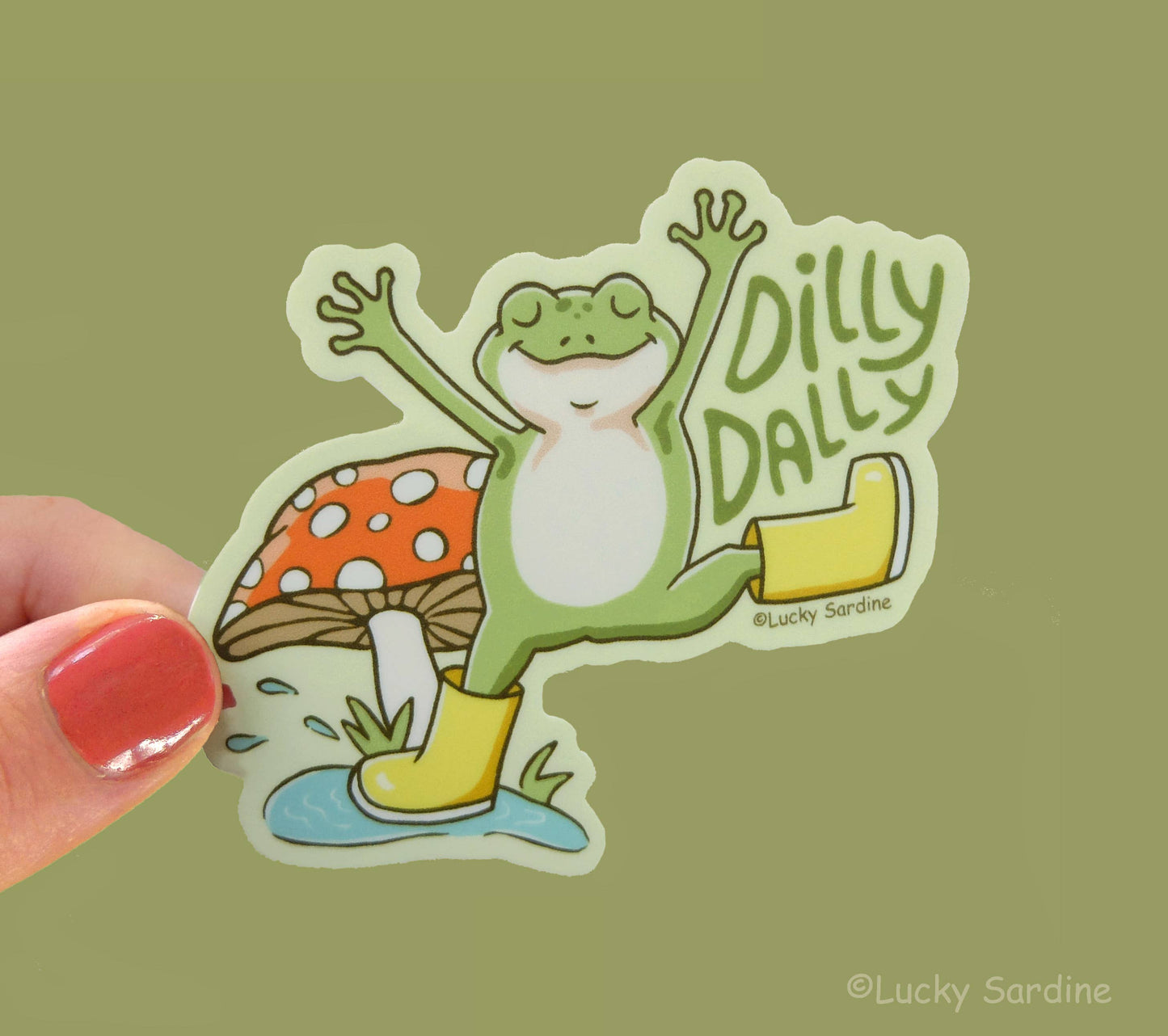 Frog & Mushroom, Dilly Dally Sticker