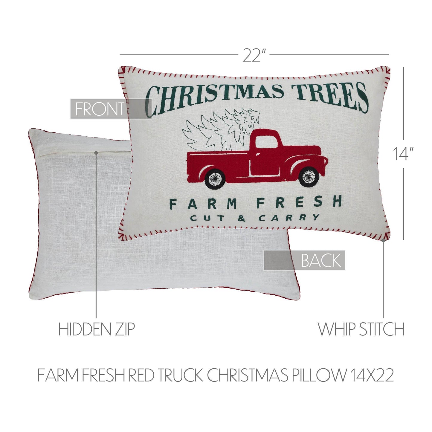 Farm Fresh Red Truck Christmas Pillow