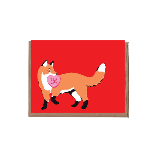 Candy Heart Fox Valentine's Day Greeting Card