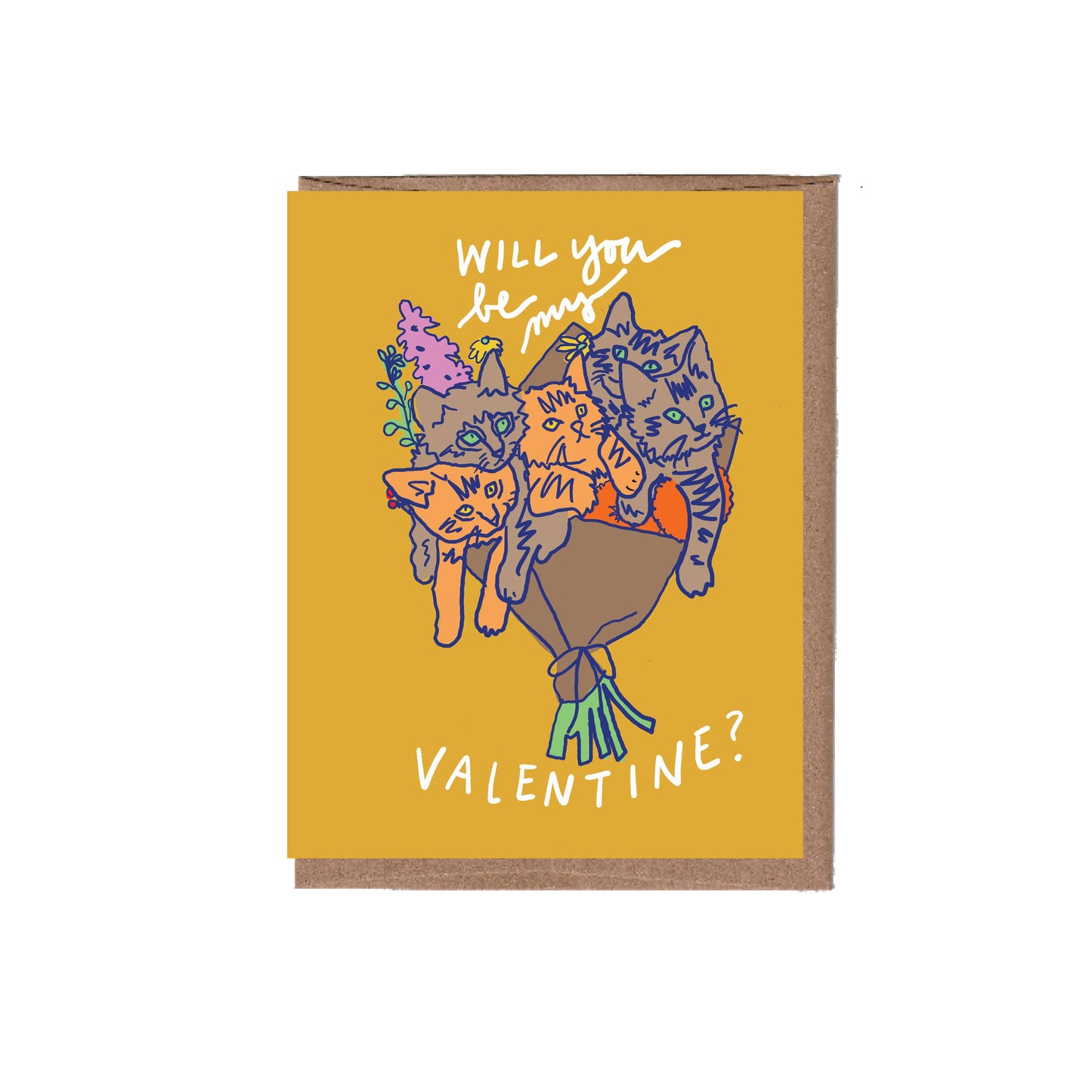 Cat Bouquet Valentine's Day Greeting Card