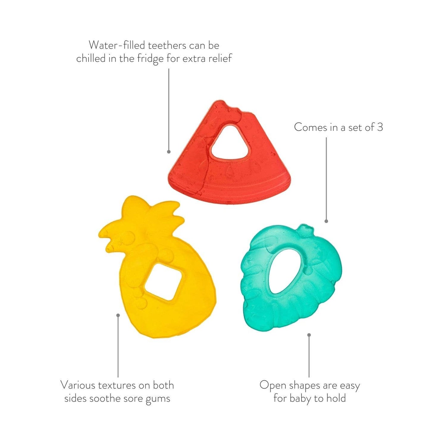 Cutie Coolers™ Water Filled Teethers (3-pack): Dino