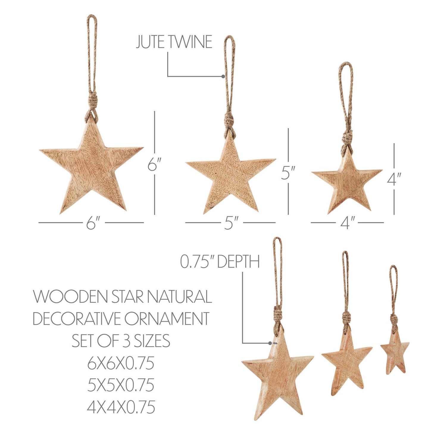 Wooden Star Natural Decorative Ornaments
