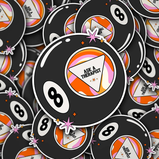 Magic 8 Ball Ask A Therapist Sticker
