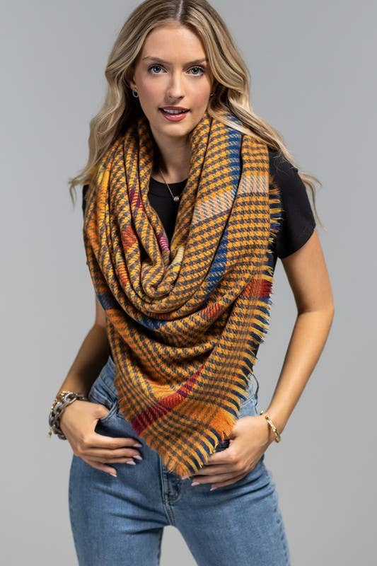 Mustard Windowpane Scarf