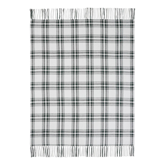 Harper Plaid Green White Woven Throw