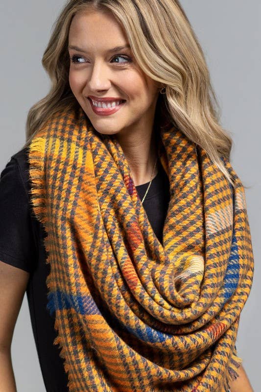 Mustard Windowpane Scarf