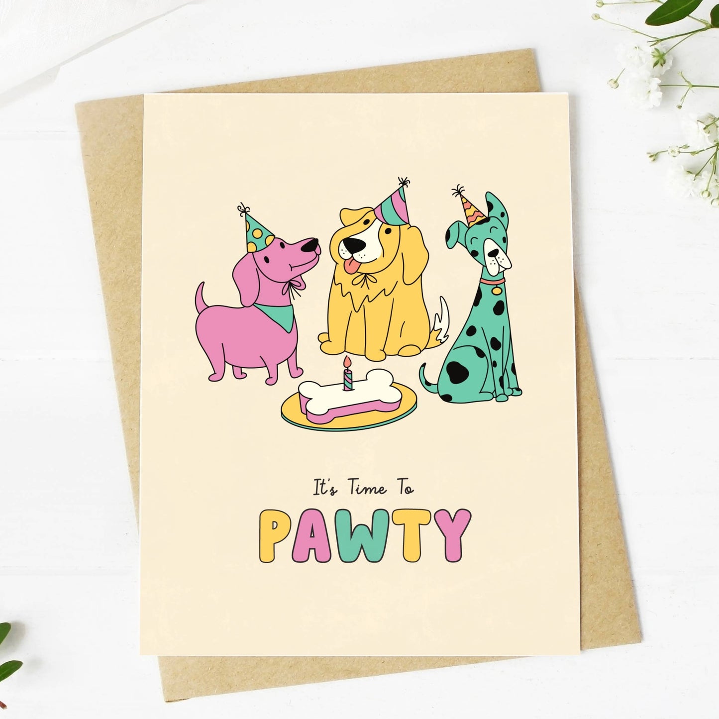 It's Time To Pawty Greeting Card