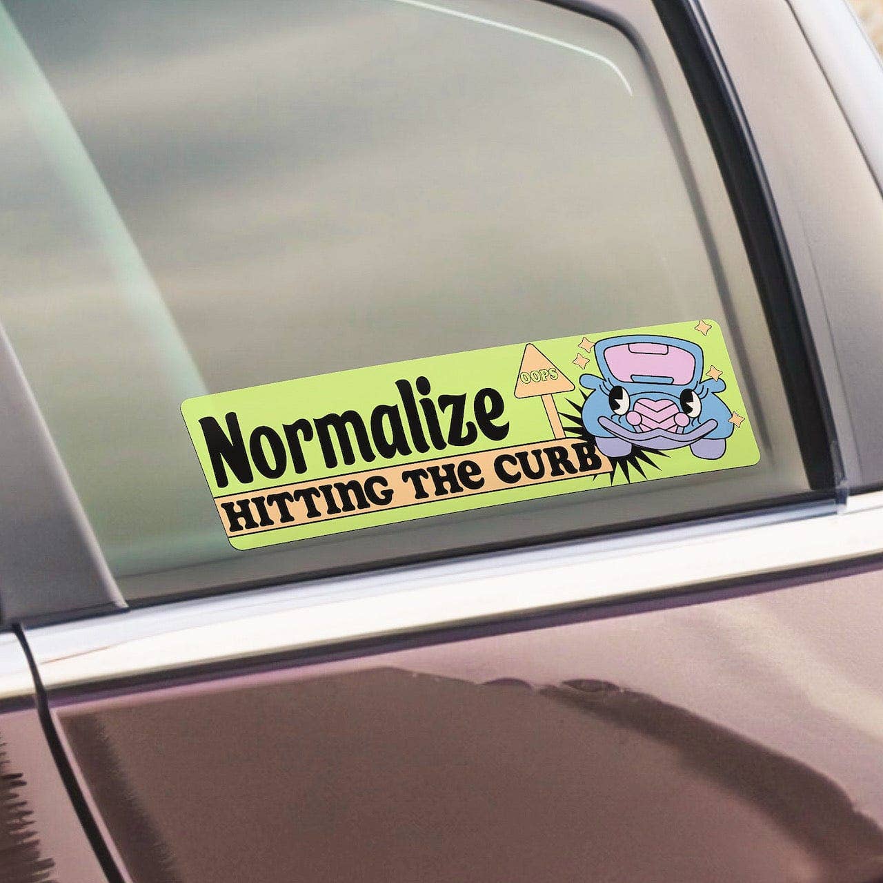 Normalize Hitting The Curb Bumper Sticker - Large