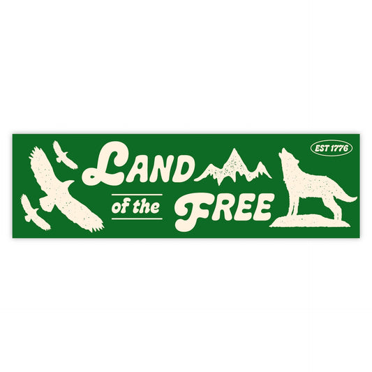 Land of the Free" USA Green Bumper Sticker