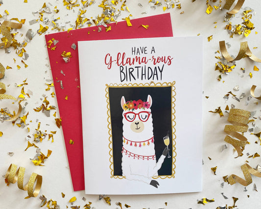 Glam Llama Birthday Card