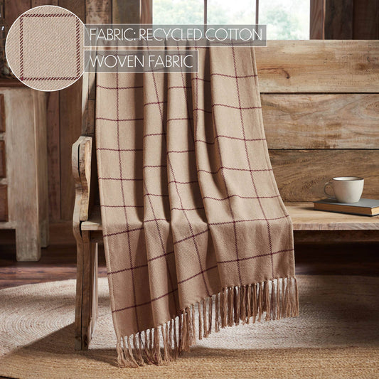 Connell Burgundy Windowpane Woven Throw