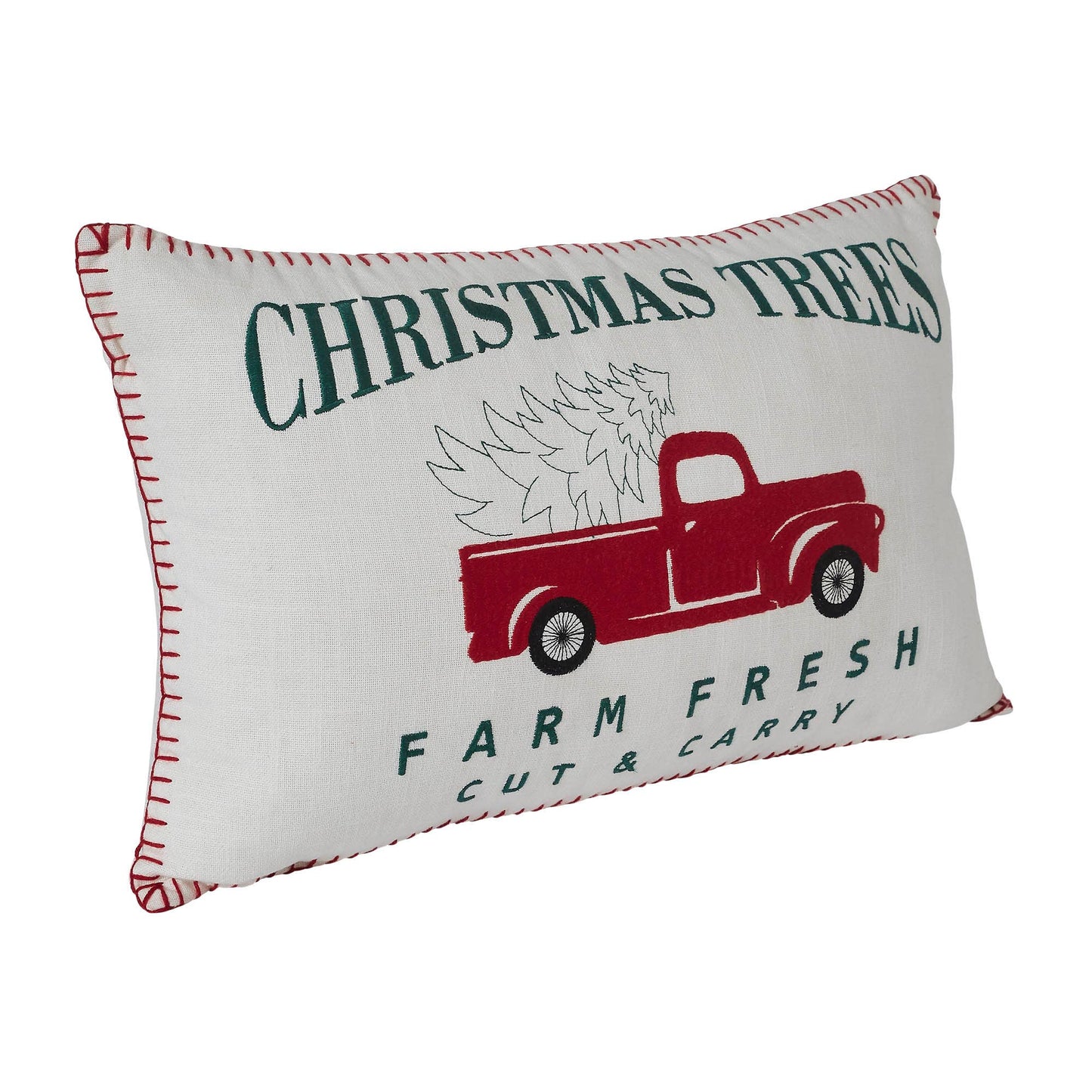 Farm Fresh Red Truck Christmas Pillow