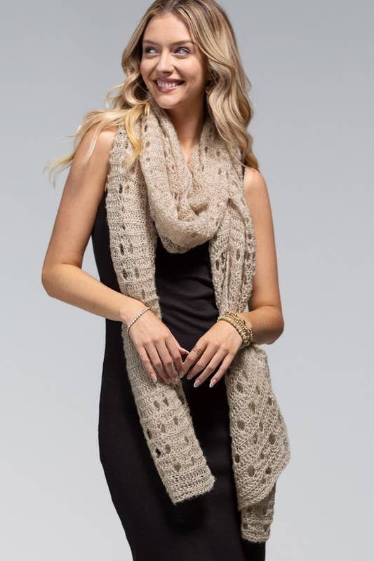 Oatmeal Open Knit Scarf