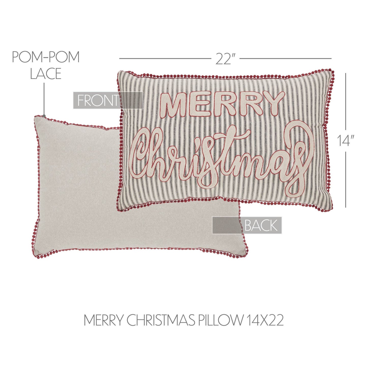 Sawyer Mill Charcoal Merry Christmas Pillow