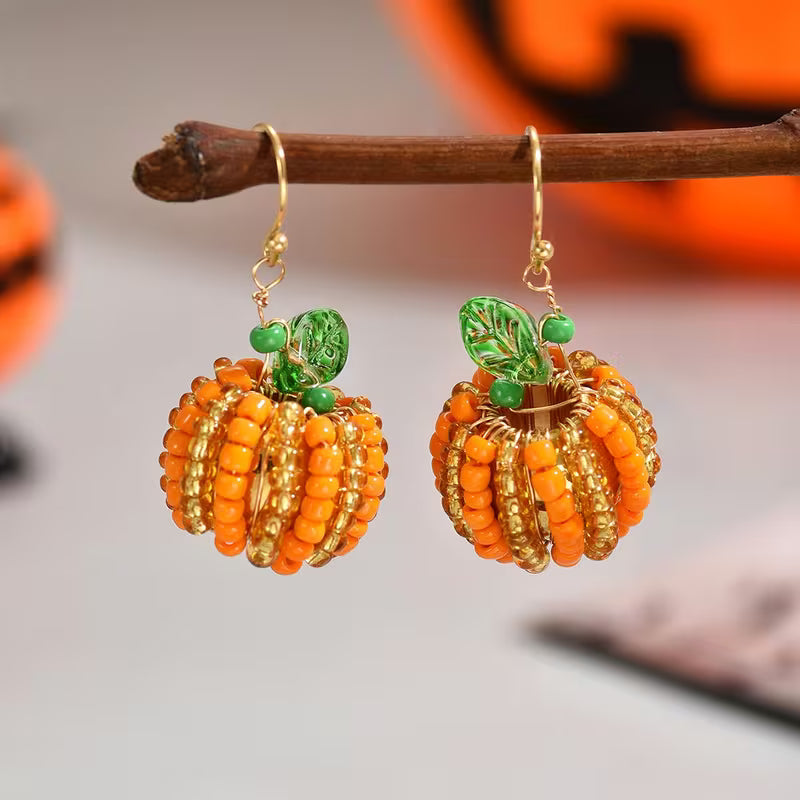 Beaded Pumpkin Earrings