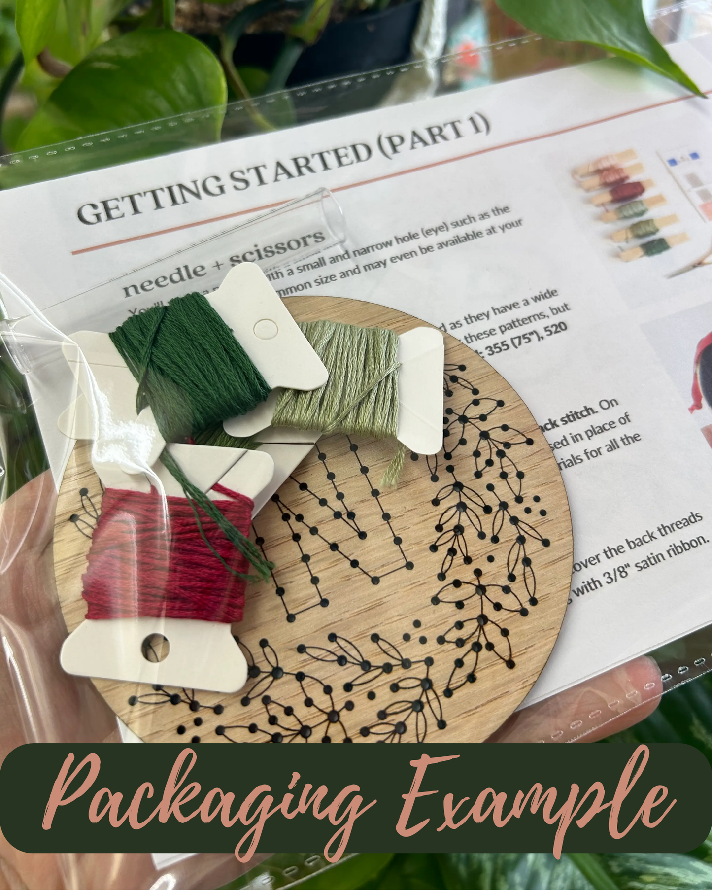 Floral Cross DIY Embroidery Kit: Cellophane Bag