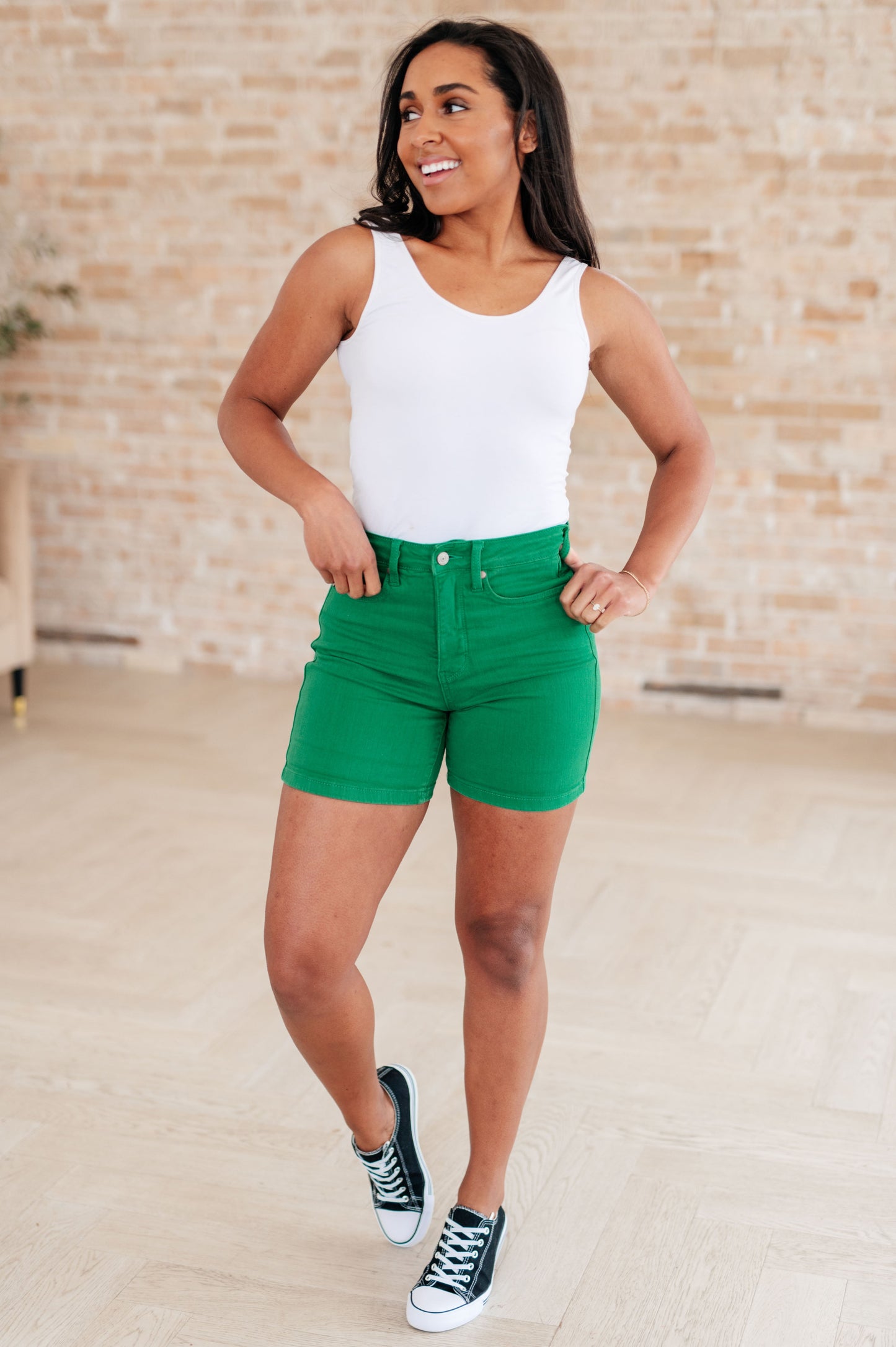 Website Exclusive Jenna Control Top Cuffed Shorts in Green