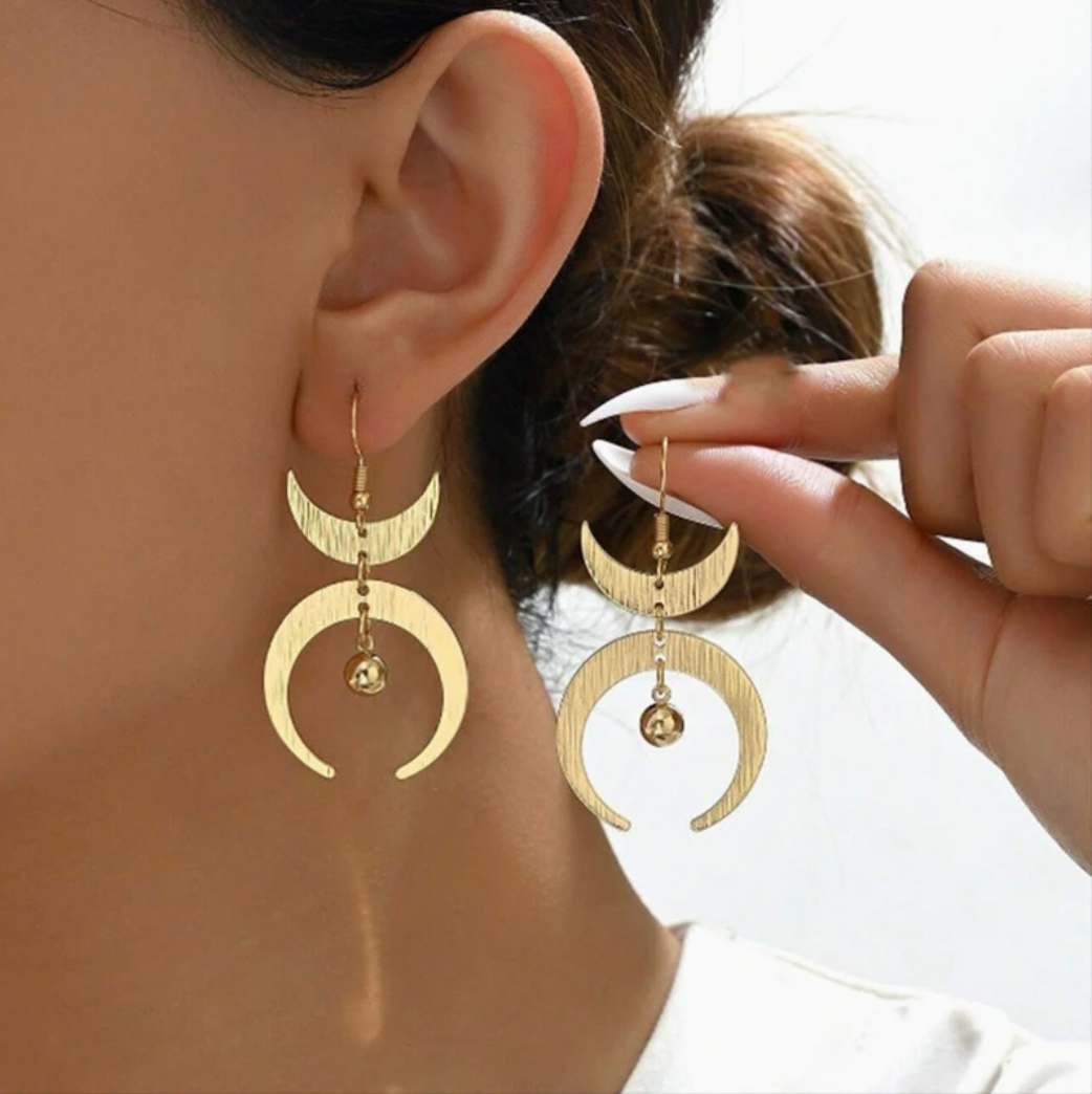 Golden Crescent Moon Earrings