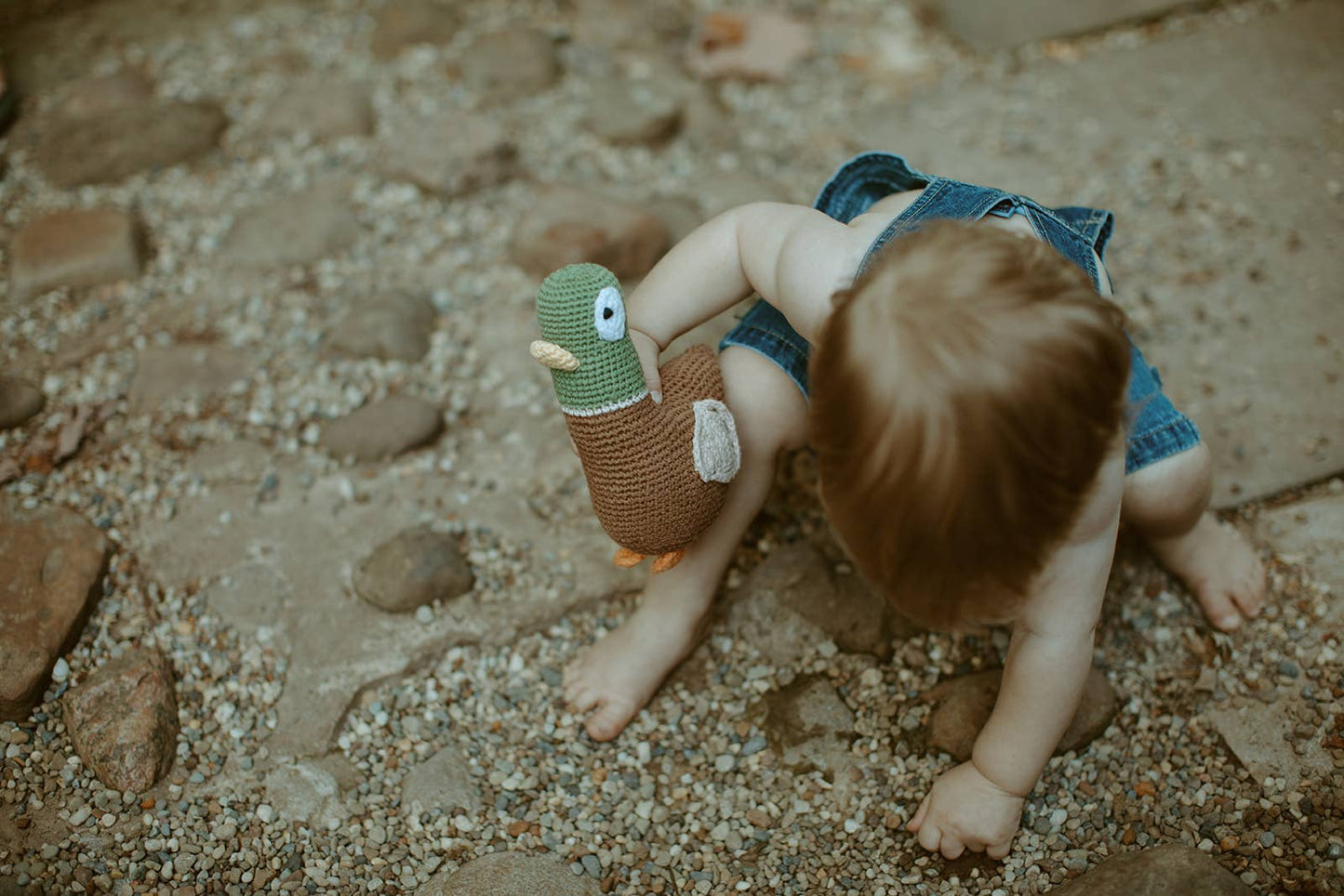 Playful Mallard Baby Rattle - Organic Cotton Crochet