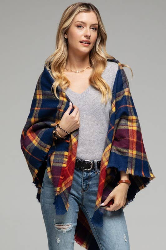 Navy Tartan Plaid Scarf