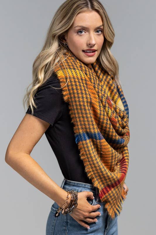 Mustard Windowpane Scarf