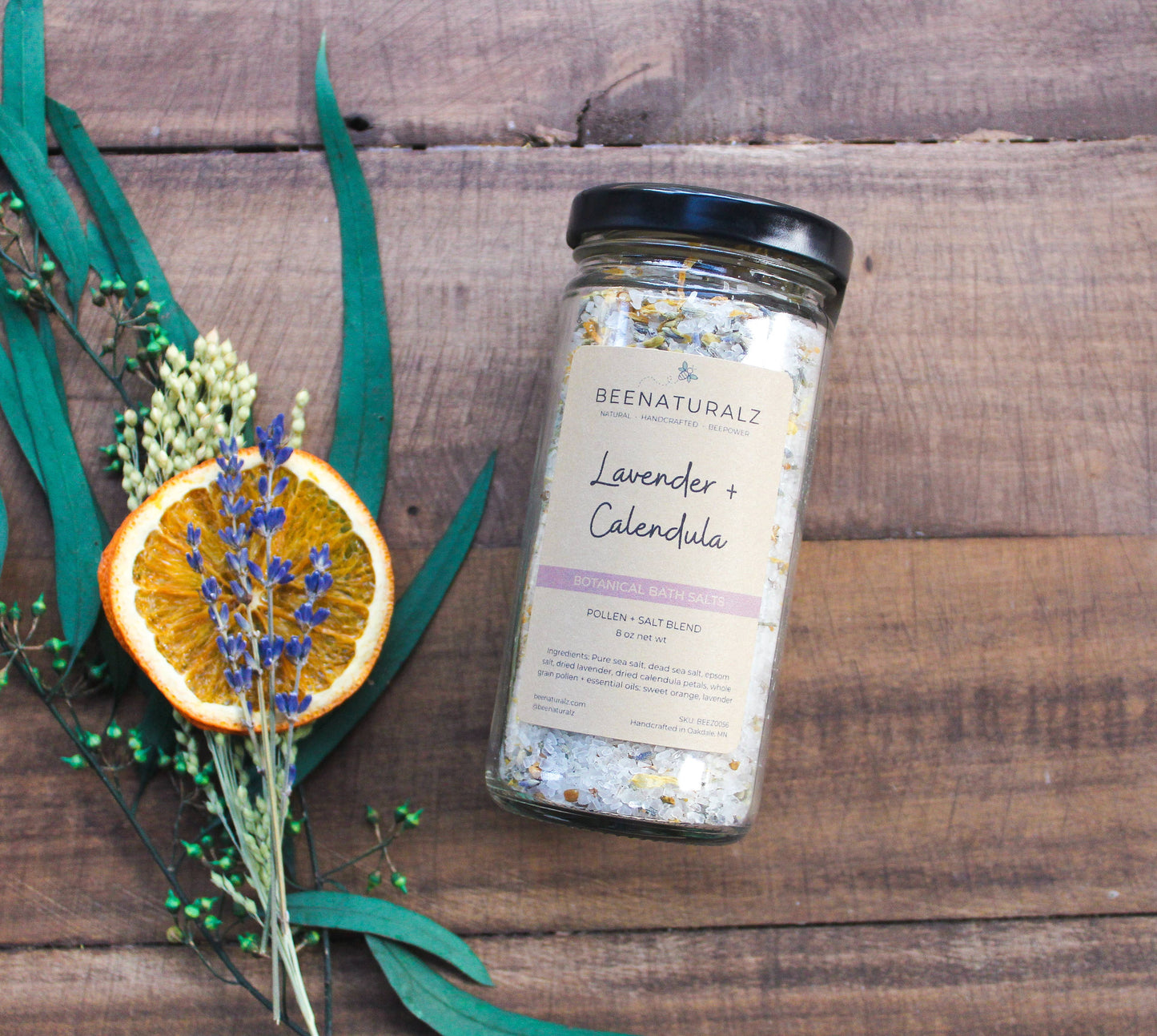 Botanical Pollen Bath Salts - Lavender + Calendula: 2.8 oz pouch