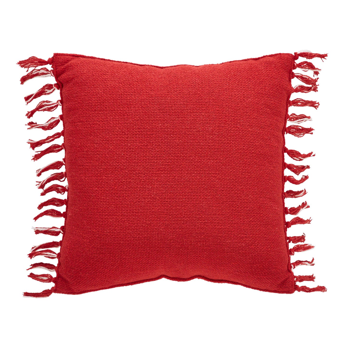 Gallen Red White Pillow Fringed 12x12