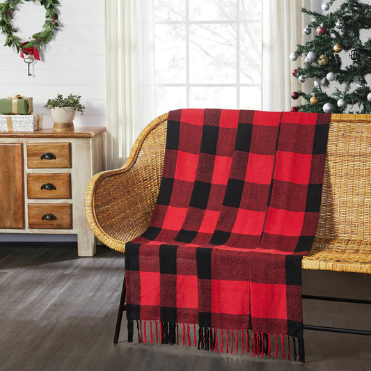 Harper Red Black Buffalo Check Woven Throw