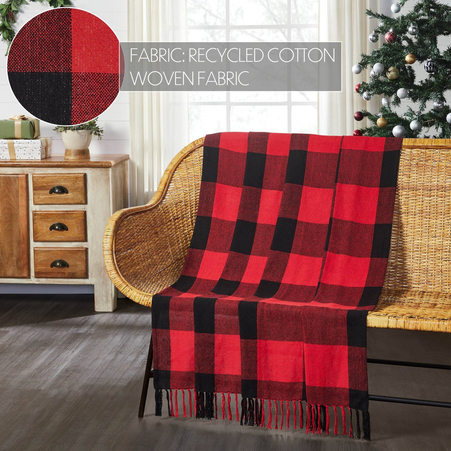 Harper Red Black Buffalo Check Woven Throw