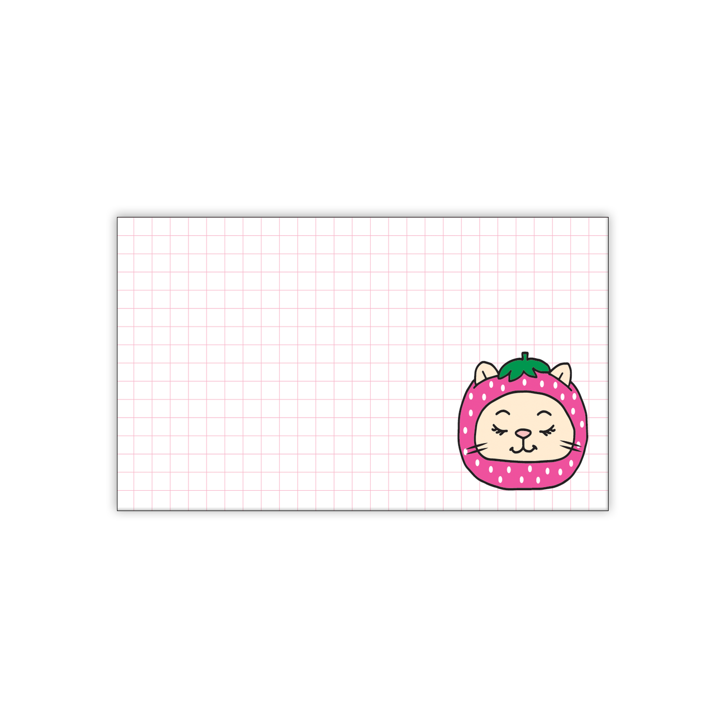 Mini Notecard Set of 60 - Strawberry Cat Pink Grid