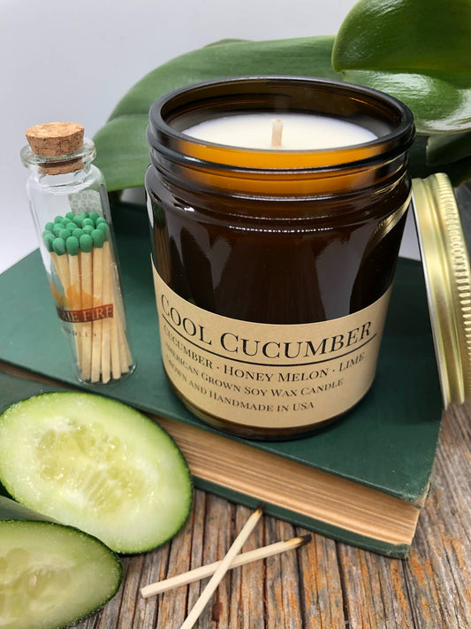 Cool Cucumber Amber Apothecary Jar Soy Wax Candle