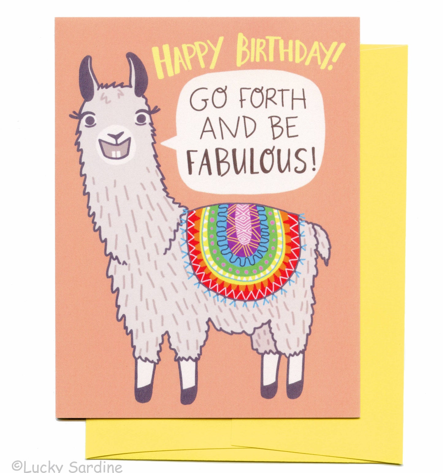 Go Forth And Be Fabulous Llama Birthday Card