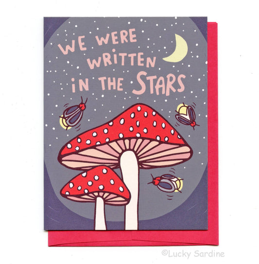 We Were Written in the Stars, Mushroom Firefly Greeting Card: Red