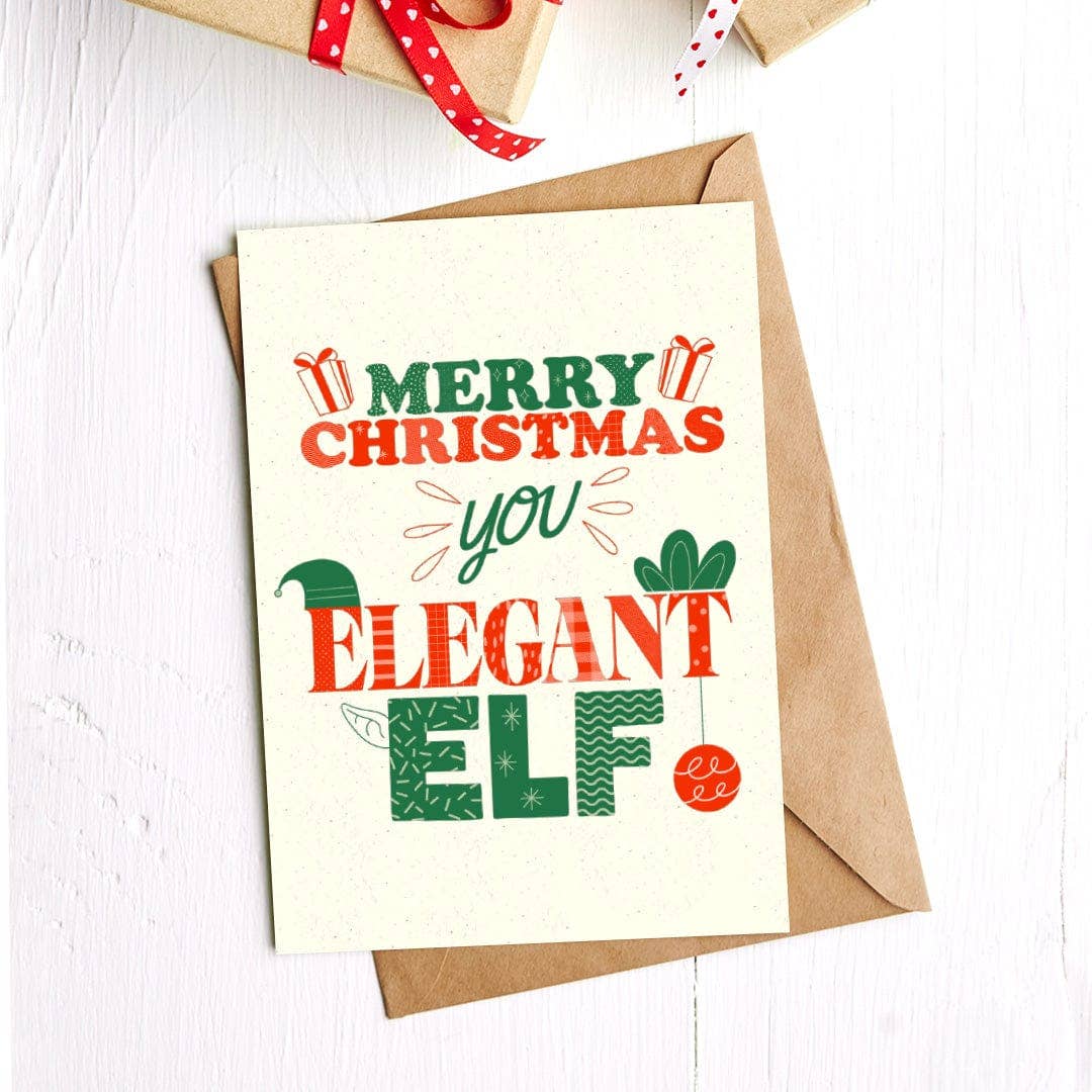 Merry Christmas You Elegant Elf Christmas Card
