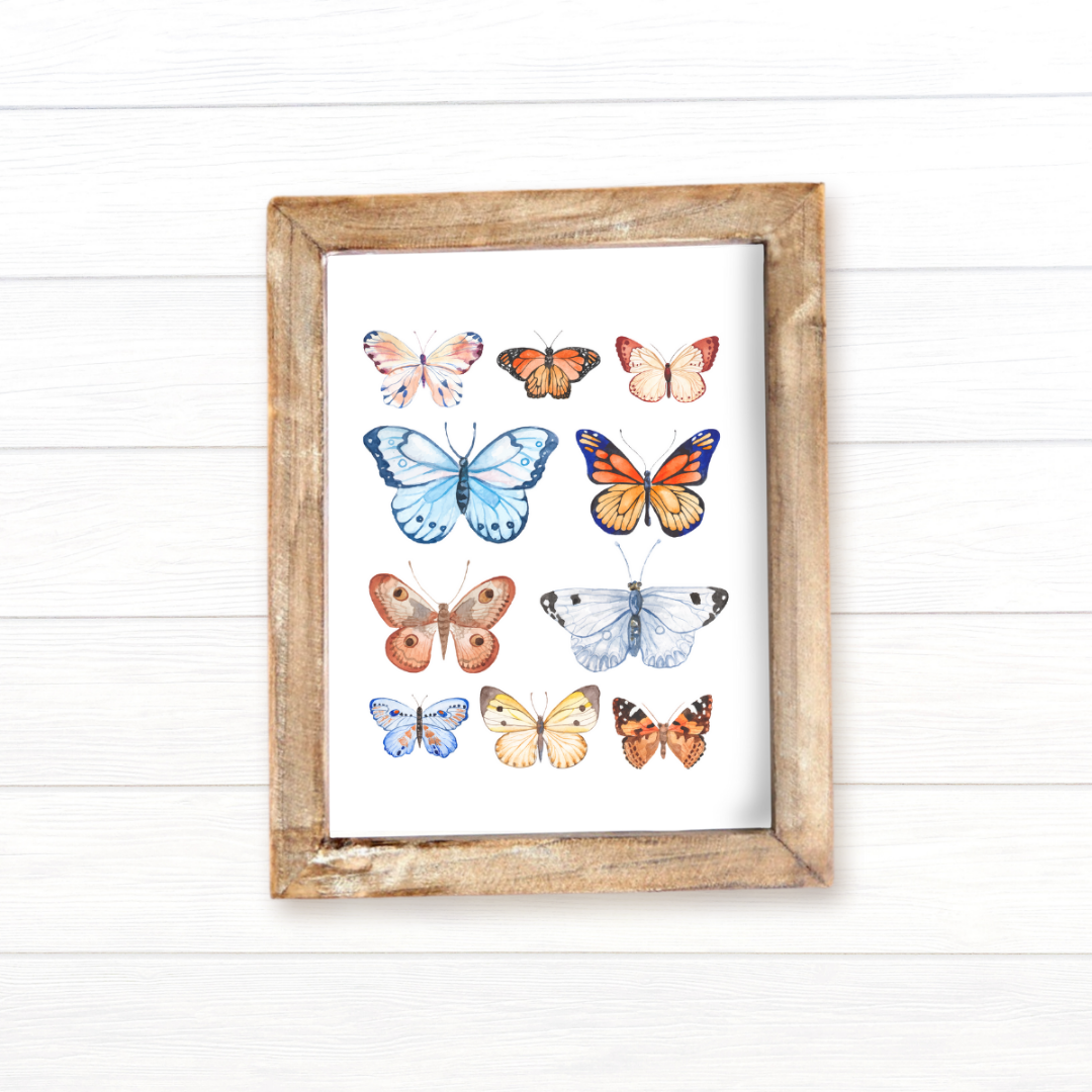 Vintage Watercolor Butterflies Print